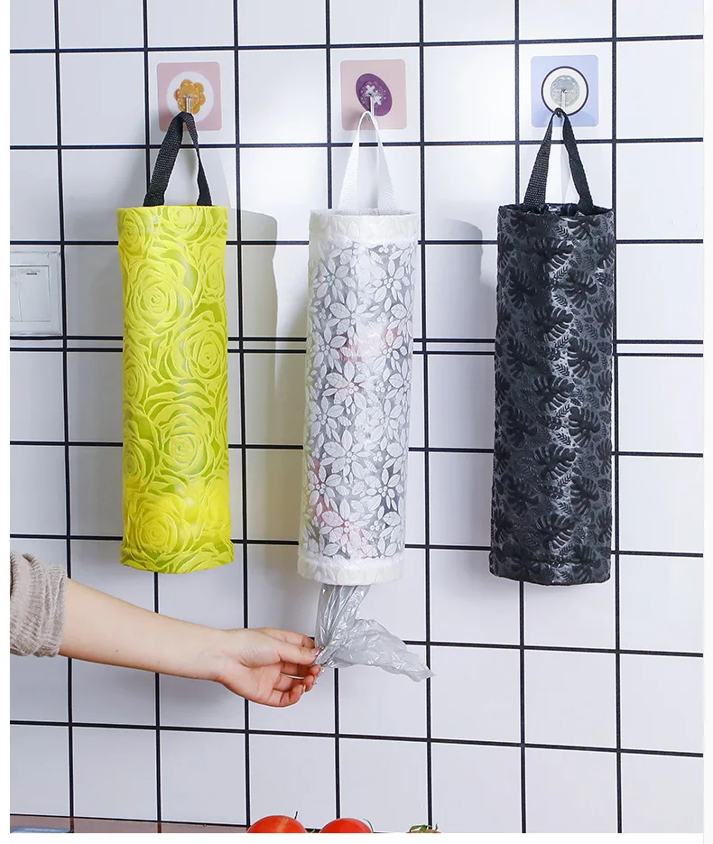 Wall-mounted garbage bag storage Home kitchen plastic bag organizer portable extractor bag storage device manufacture