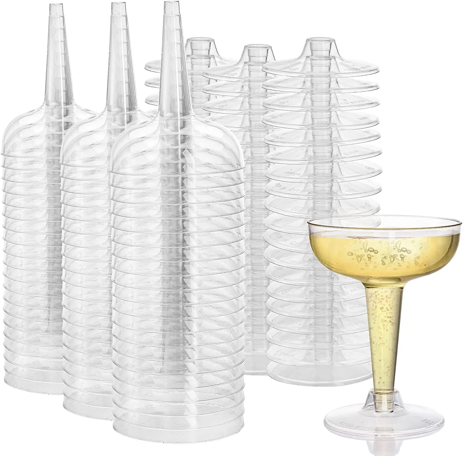 288 x Disposable Clear Plastic Martini Cocktail Champagne Wine Glasses 