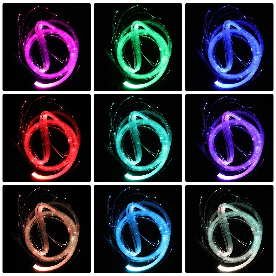LED волокно оптическое кнут Одноцветный 360 градусов танцевальное пространство кнут супер яркий блеск хлыст для вечеринок светодиод показывает музыкального фестиваля