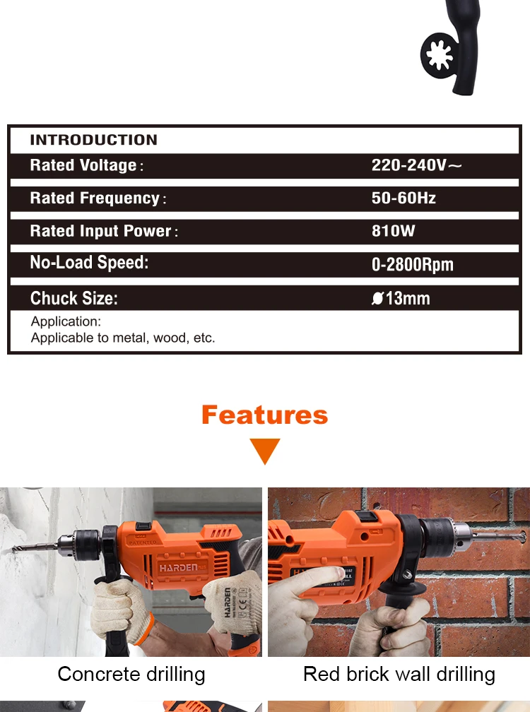 China Factory Price Reliable Construction Quality Rechargeable Impact Drill Max Steel Wood Power Torque Time Input