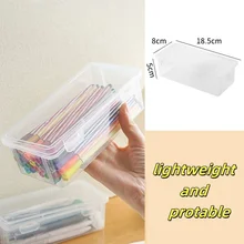 Large Transparent Storage Box Square Pattern Kids' Desktop Organizer Big Capacity Plastic Pencil Case Box