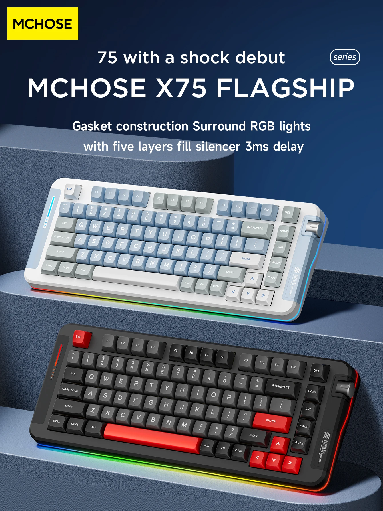 Mchose X75 80%wireless Ergonomic Computer Switch Switches Usb Custom ...