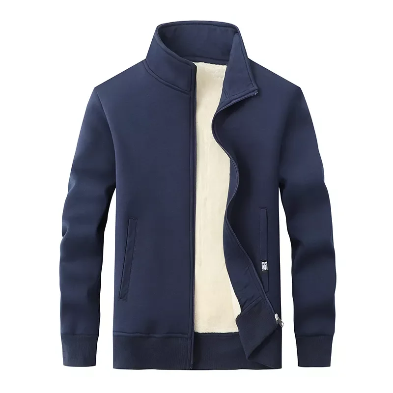 High Quality Winter Jacket Custom Embroidery Logo Outwear Men Jacket Warm Stand Collar Plus Size Men Fleece Coat Jacket