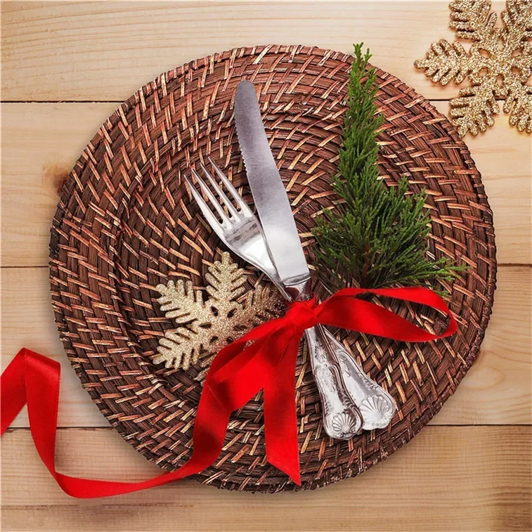 Wedding Table Decorative Rattan Round Under Charger Plates Wicker
