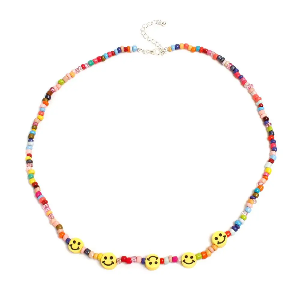 beaded smiley face necklace