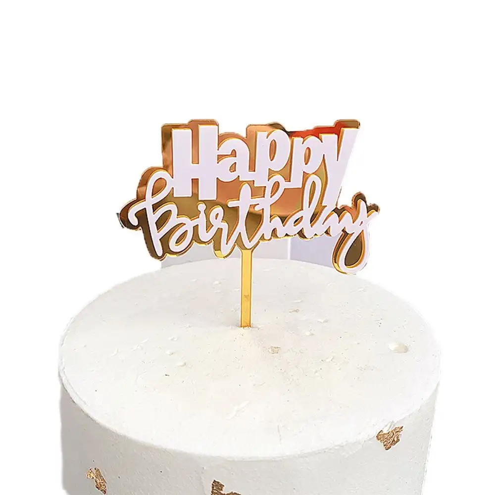 Source Décoration de gâteau en acrylique Double anniversaire, 2D,  transparente, couleur rose et or, personnalisable on m.alibaba.com
