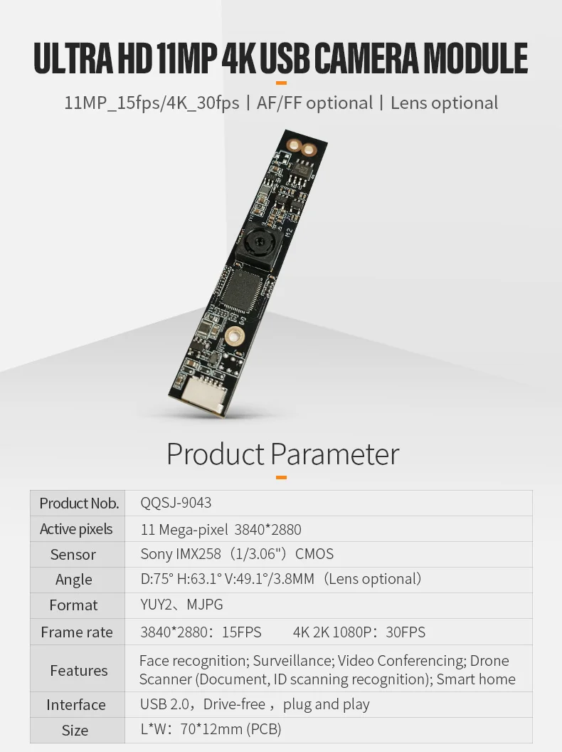 DGZX 11MP Camera 4K HD IMX258 Module Document Scanning Face Recognition Hi-Speed Scanner Support UVC Protocol插图