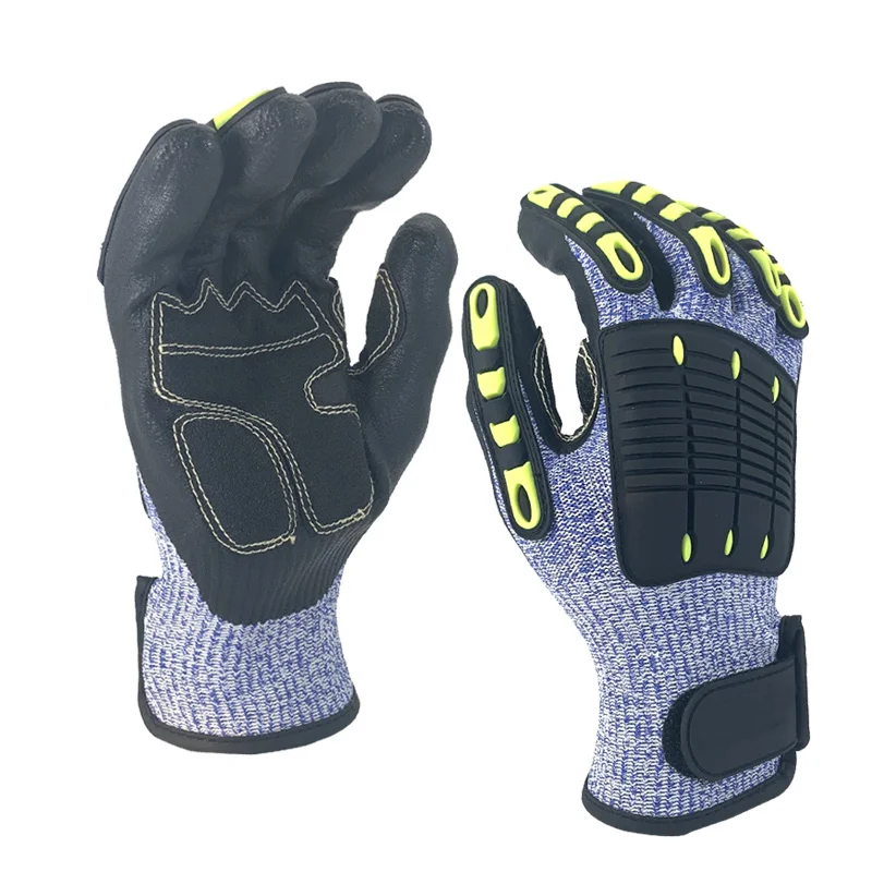 SRsafety  cutting 5 glove anti Vibration-Resistant Anti- Protective  Anti-impact resistant Nitrile Palm Work Glove