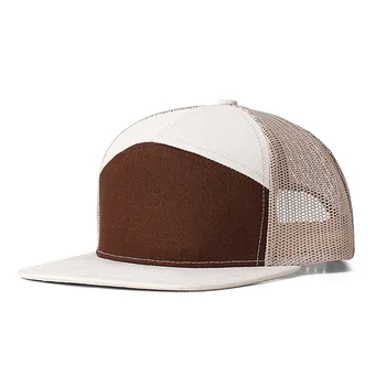 7 piece fabric mesh hats Breathable trucker hats shade flat brim Hip Hop mesh hats Customized baseball caps