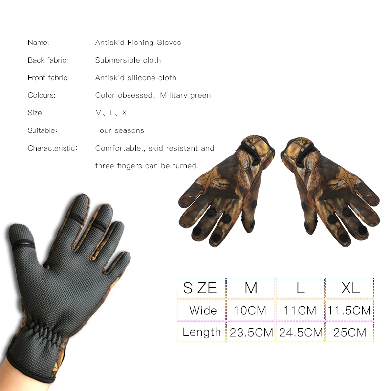 Antiskid winter fishing gloves custom neoprene elastic contraction outdoor fishing gloves waterproof with magic sticker
