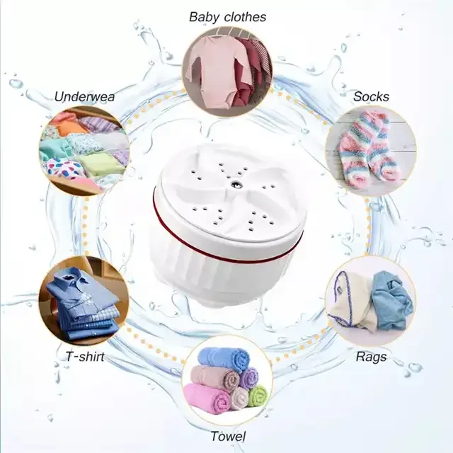 Lazy Laundry Machine Small Ultrasonic Turbine Mini Turbine Washing Machine,Bucket Mini