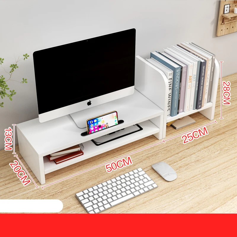 Laptop Desk With Bookshelf Desktop Computer Rack Display Screen Desktop Storage Pad Shelf Office Shelf