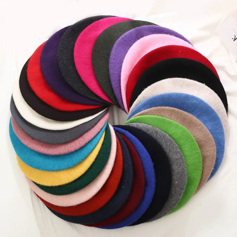 RTS 26 Color in Stock Manufacture Solid Color Wholesale Wool French Beret Hat for Women  French Style