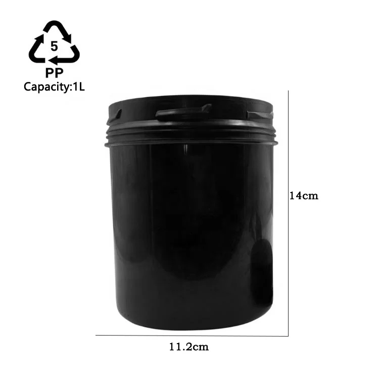 food grade black protein powder jar