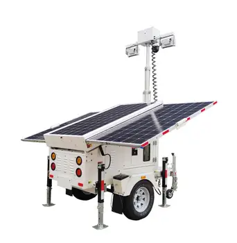AU/US/EU Standard Mobile Solar Trailer Surveillance System Mounted on 7M Telescopic Mast