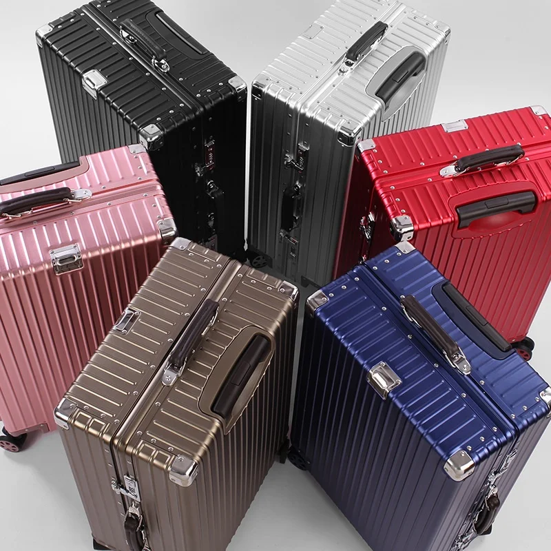 All Aluminum 24 Inch Spinner Wheels Waterproof Anti-Theft Trolley Case Luggage Bag International Customs Lock for Leisure