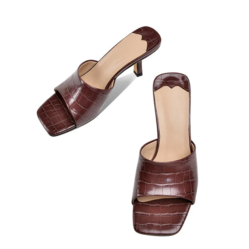 WETKISS/зимние сапоги; Оптовая продажа; Женские туфли с квадратным носком; Уличные шлепанцы; Летние туфли на высоком каблуке без задника с открытыми пальцами «крокодиловая кожа босоножки с открытой пяткой; Для женщин