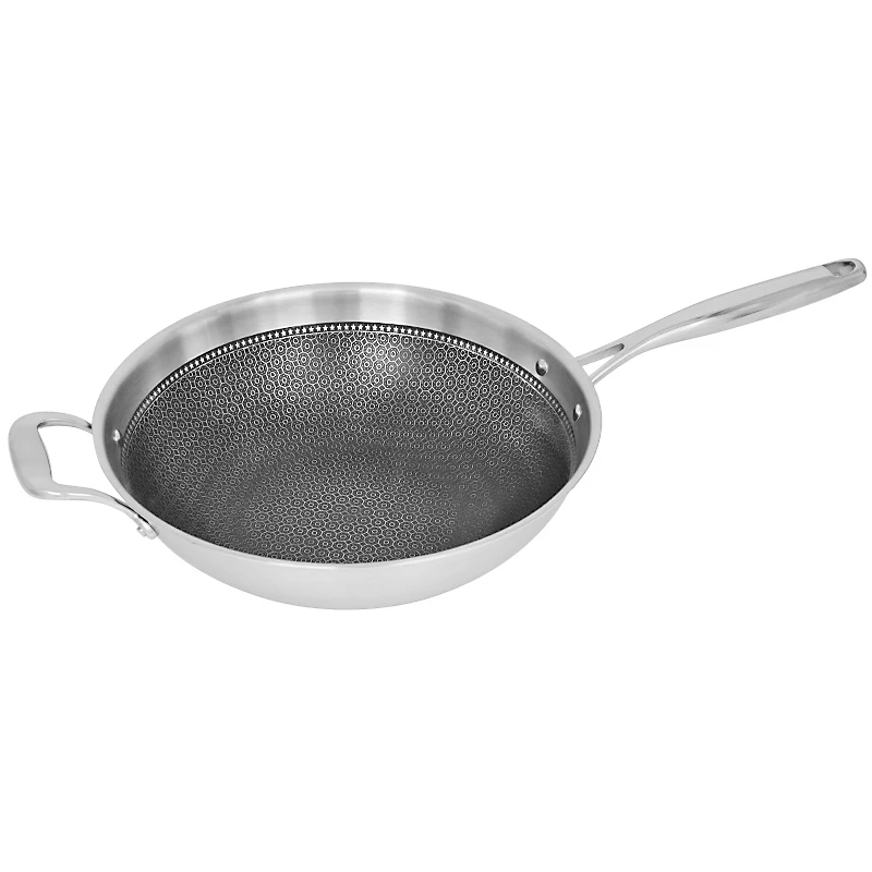 HGNFD 304 Stainless Steel Wok Nonstick Wok, Hexclad Cookware,Hexclad Frying  Pan (34cm) in Saudi Arabia