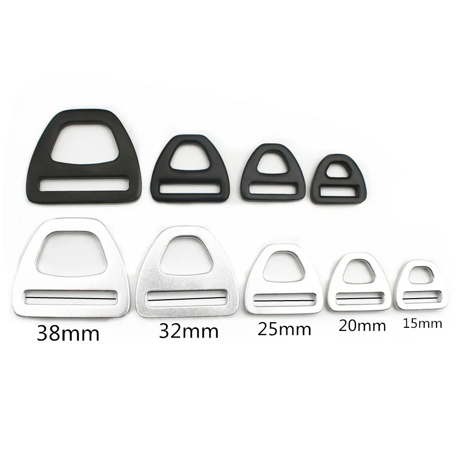 Wholesale 15/20/25/32/38MM Black/Silver D Ring Metal Fittings Durable and Light Aluminum Triangle Buckle for Pet Hardware