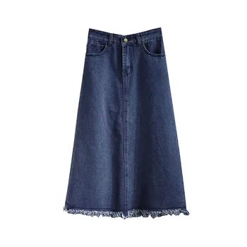 Factory Price Plus size women's denim skirt female high waist thin A-line skirt