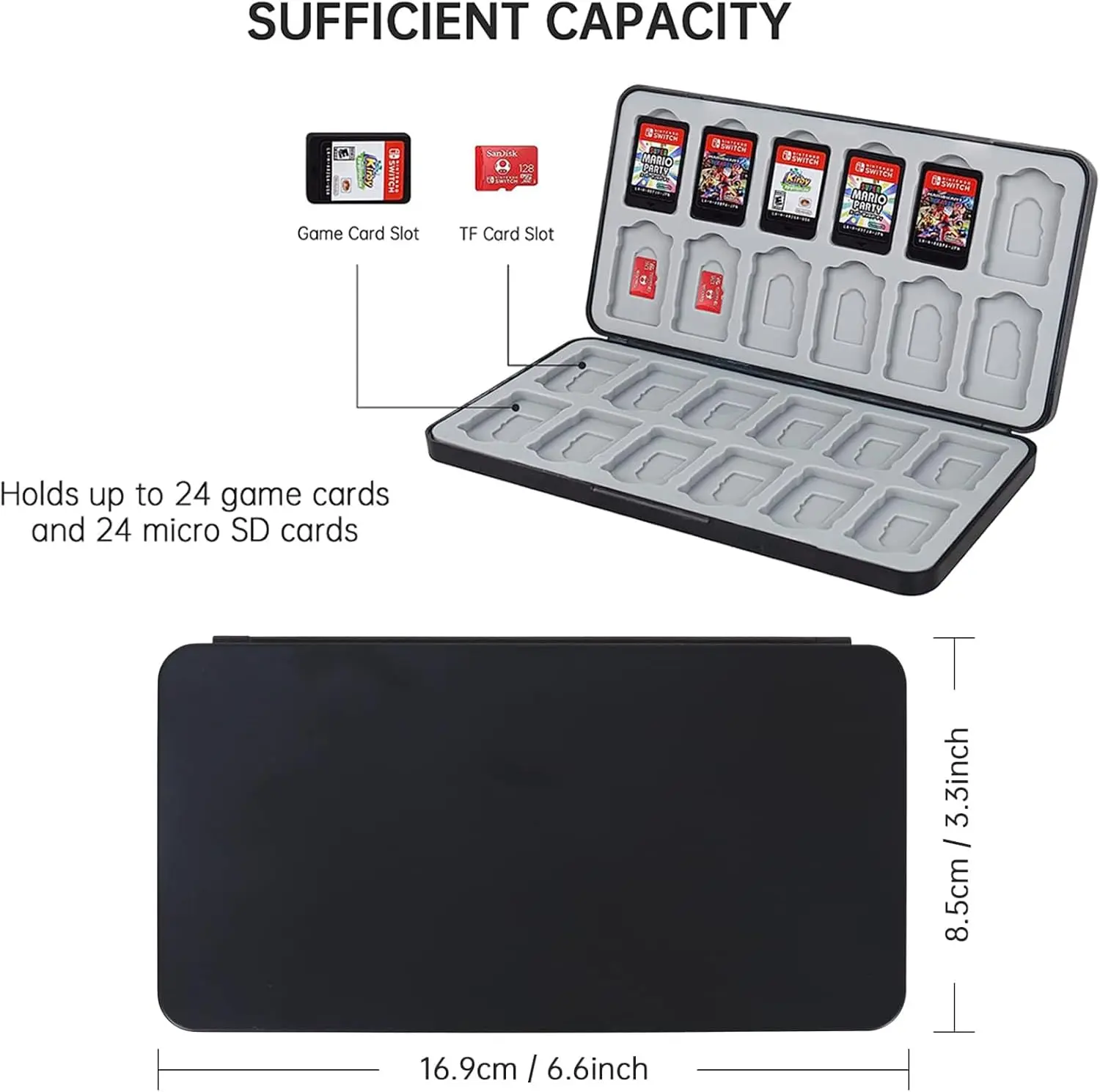 product game card case holder with 24 cartridge slots game storage for switch game card  sd card-29