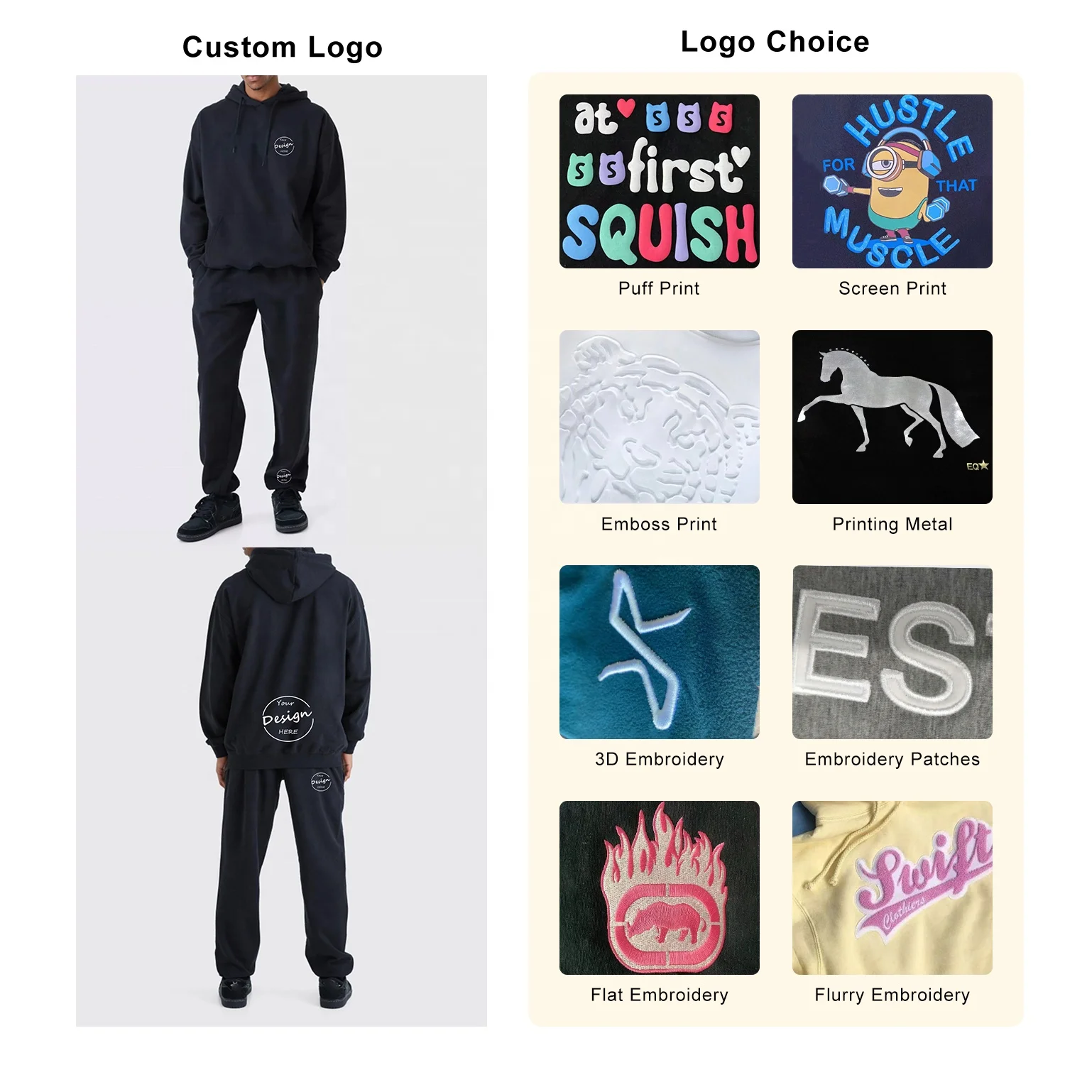 Wholesale Jogger Set 100% Cotton Sweatsuit Blank Heavy Tracksuits Top Quality Sweatpants and Hoodie Set for Men