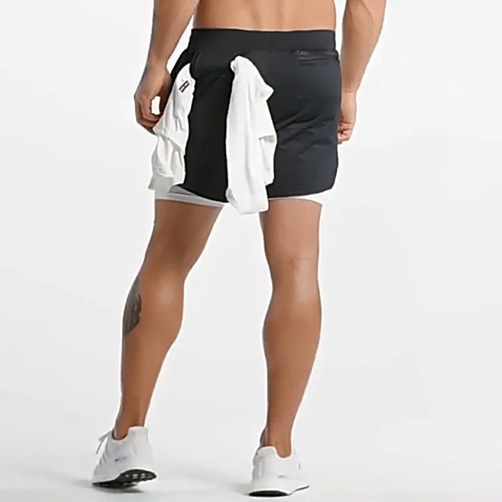 Men Gym Double Layered Fitness Shorts Quick Dry Camouflage Sweatpants