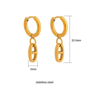 Fashion Dangle Earrings Chunky Hoops Bijoux Luxury Stainless Titanium Piercing Small Hoop for Women Jewelry