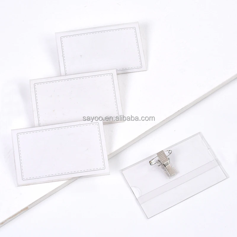 Clear Plastic Name Badge Holder with Pin ::  lutini.eu::Shop-warehouse,wholesale
