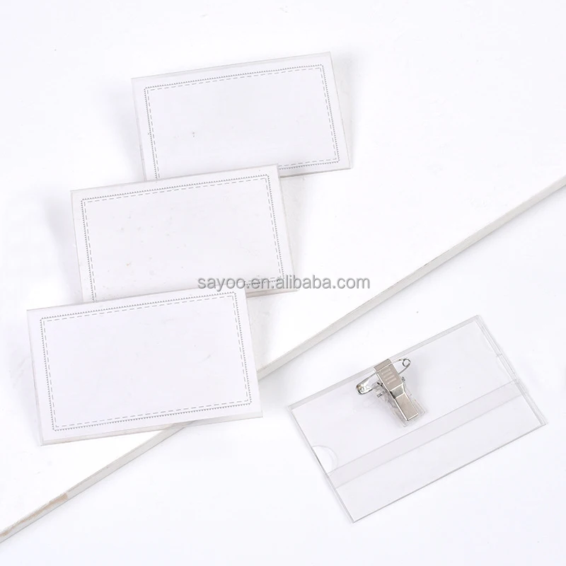 Clear Pvc Plastic Id Card Holder Name Badge Holder With Clip Buy Id