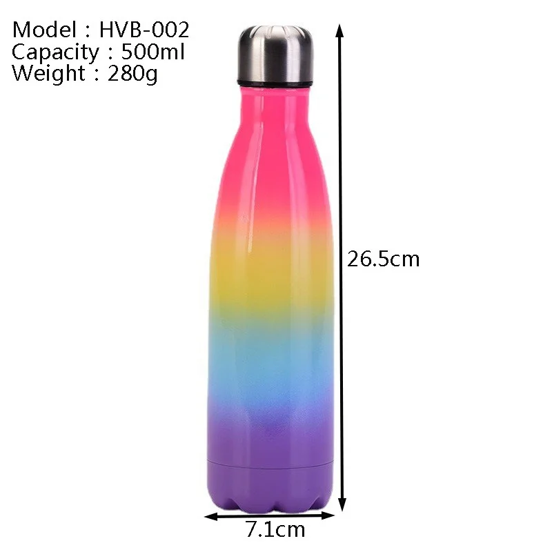 2026 Cross-border New Gradient Color Rainbow 500ml Double-layer Stainless Steel Vacuum Insulated Bullet Cup Outdoor Portable preview 5