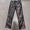 Black Gay Men Latex Leather Pants without back zipper