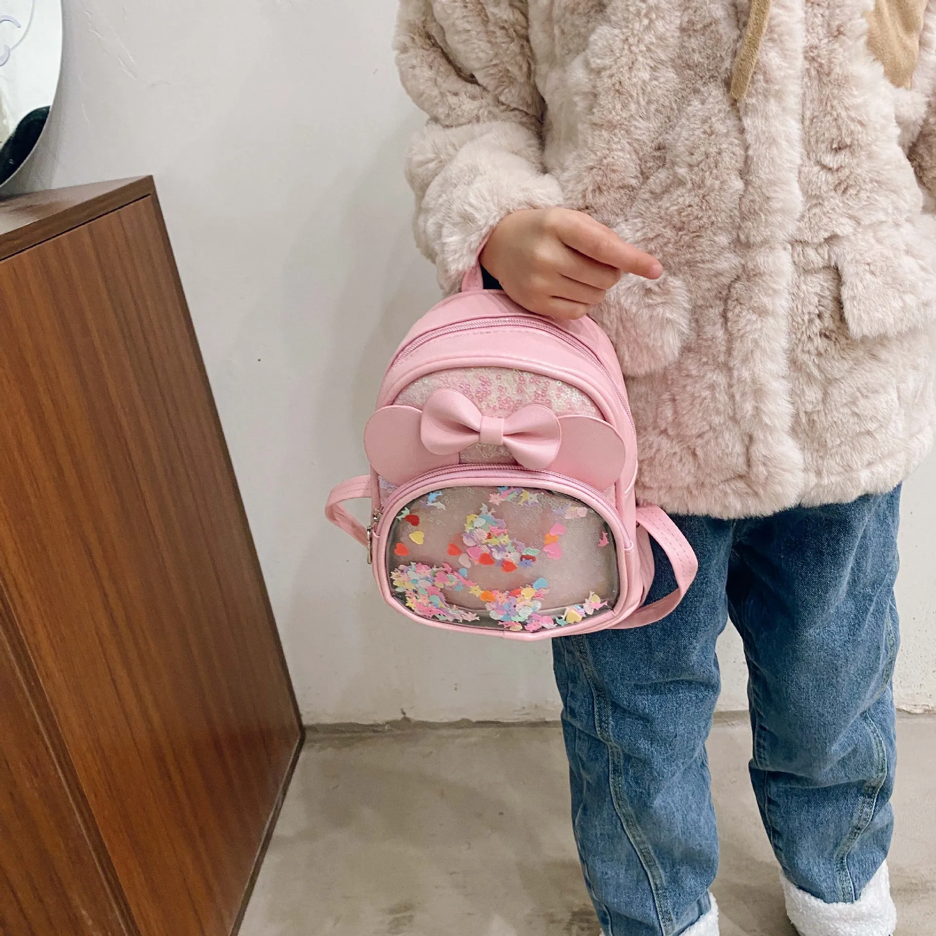 Bby357 Cute Backpack For Baby Girls Boy Pu Children's Leather School
