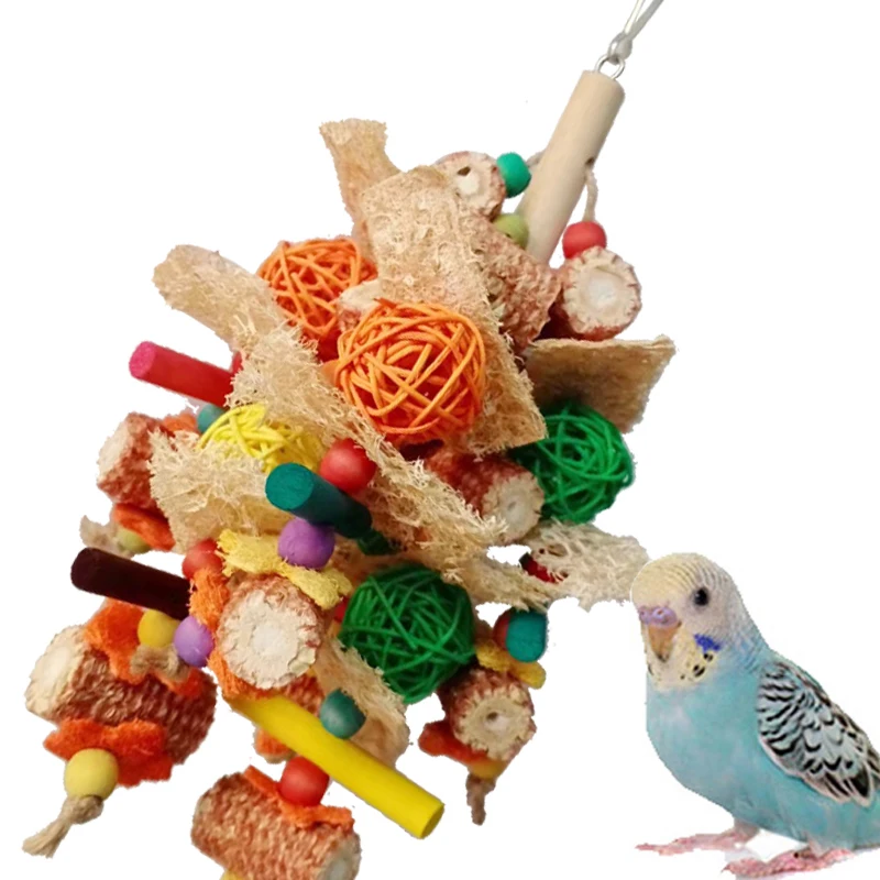 Large Sisal Bird Toy for Parrots Sustainable Cotton Rope Wood