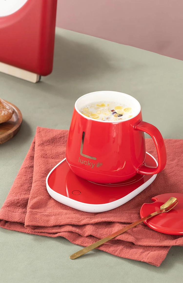 Electric Thermostatic Heating Pad Custom Porcelain Coffee Cups Ceramics Usb Charging Heated Mug
