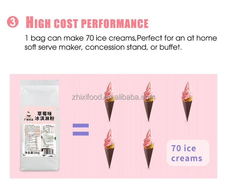 1kg Soft Serve Ice Cream Powder Mix Strawberry,Blueberry,Mango,Vanilla