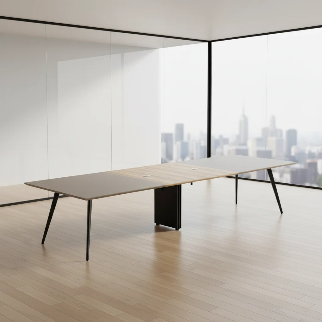 Large Modern Conference Table with Dual Power Sockets Midline Cable Tray Adjustable Feet Office Meeting Furniture 4