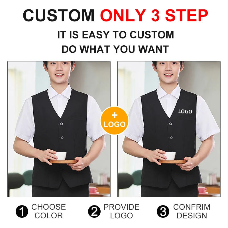 Casual Waistcoat Apron Restaurant Unisex Uniform Vests Business Formal Vest Business Vest