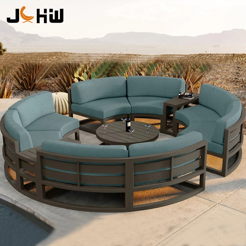 Luxury Hotel Metal Frame Outdoor Sectional Lounge Sofa Set Round ...