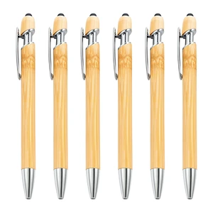 New Multi-fuctional Bamboo Design Stylus Ballpoint Pen with Custom LOGO for Business Office Use and Advertising Promotional Gift