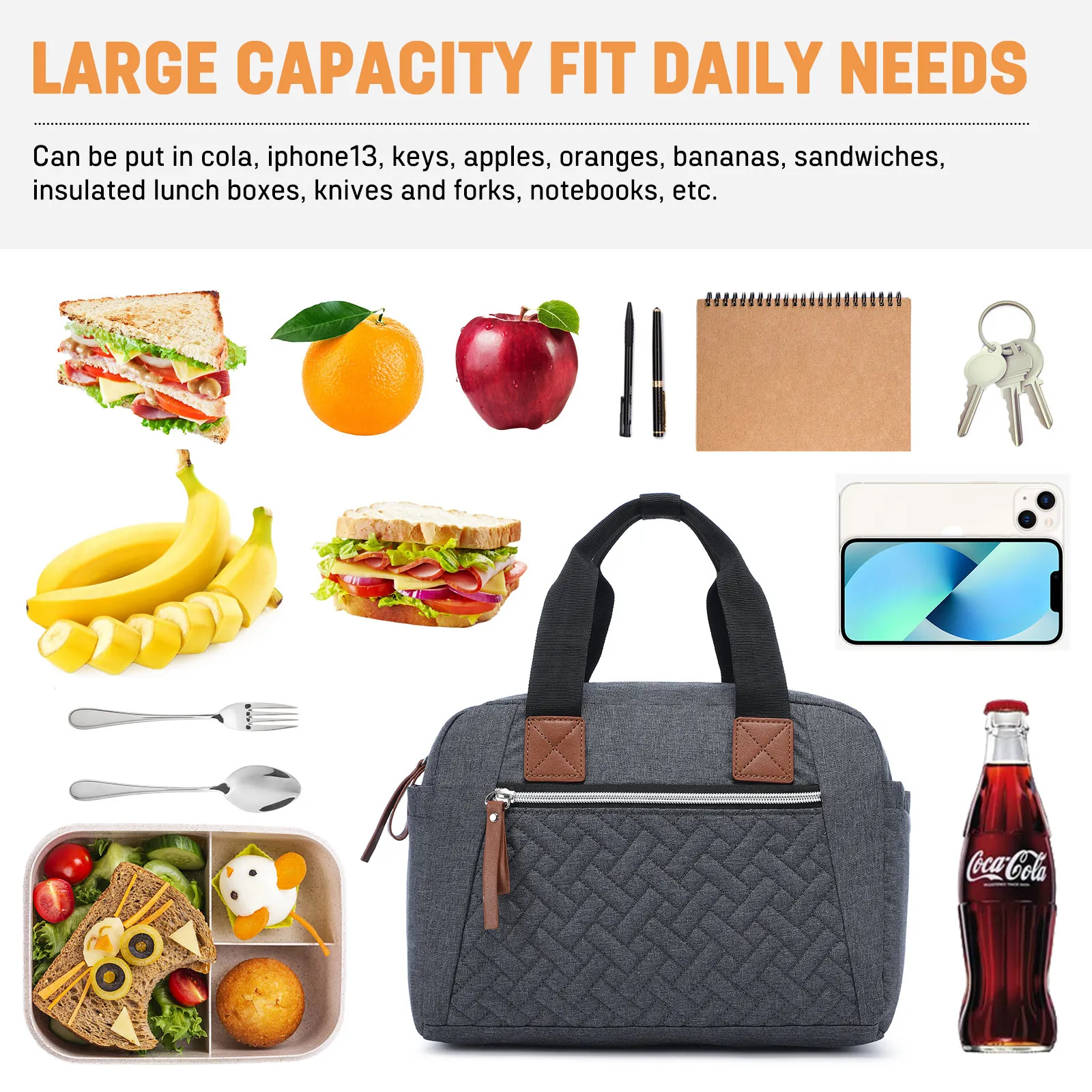 LOVEVOOK 2022 Reusable Cooler Tote Shoulder Bag Ladies Insulated Lunch Box for Office Work School Picnic Men Women Lunch Bags