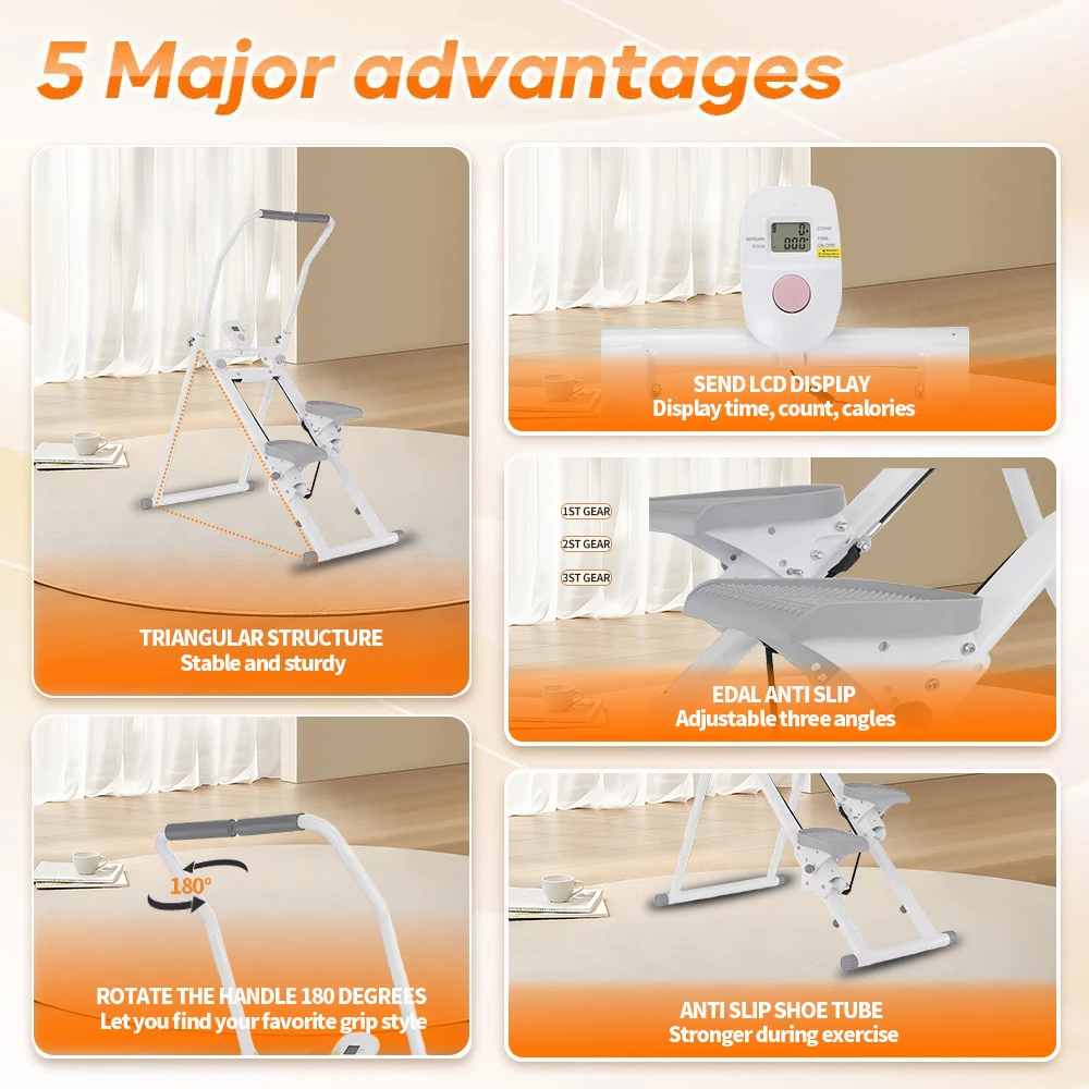 Portable Foldable Multifunctional Fitness Climbing Machine Stair Stepper Exercise Equipment Trainer