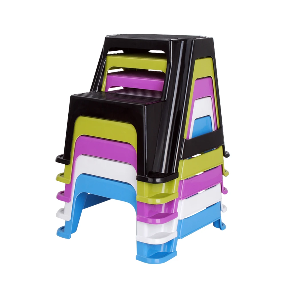 Штабелируемый Пластиковый красочный детский стул для ванной комнаты с двумя ступенями для детей