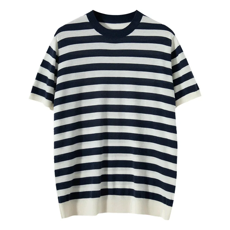 High Quality 2026 Spring Summer New Men's Crewneck Short-sleeved Comfortable Loose Soft 100 Cashmere Sweater Shirt