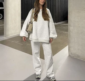 Women's Clothing Casual Sets for Women Wholesale Latest Design Tracksuit Custom Knitted Wide Leg Pants and Sweatshirt Set