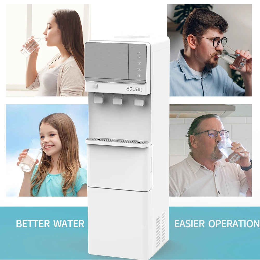 3-in-1 Hot Water Dispenser with Touch Control 3-Temperature 12kg/day Ice Maker Compressor Cooling 3-in-1 Touch Control Panel