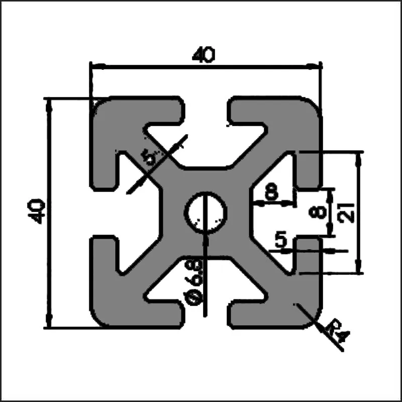 CNC Machine Frame 4040 40 X40 Industrial Aluminum Extrusion Profile Tslot t Slot