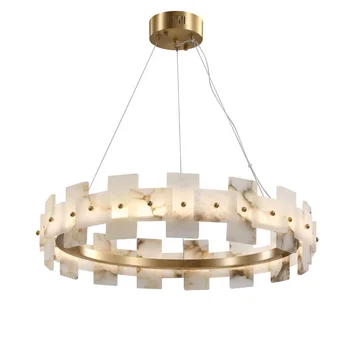 Creative design brass natural marble drop chandelier decorative Postmodern pendant lighting modern chandelier for Living room