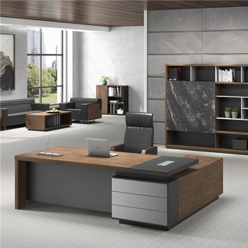 Modern Office Furniture L Shaped Mdf Melamine Wooden Manager Executive