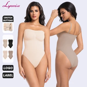 Strapless Shortie Bodysuit for Women Tummy Control Shapewear Seamless Body Shaper with Removable Straps